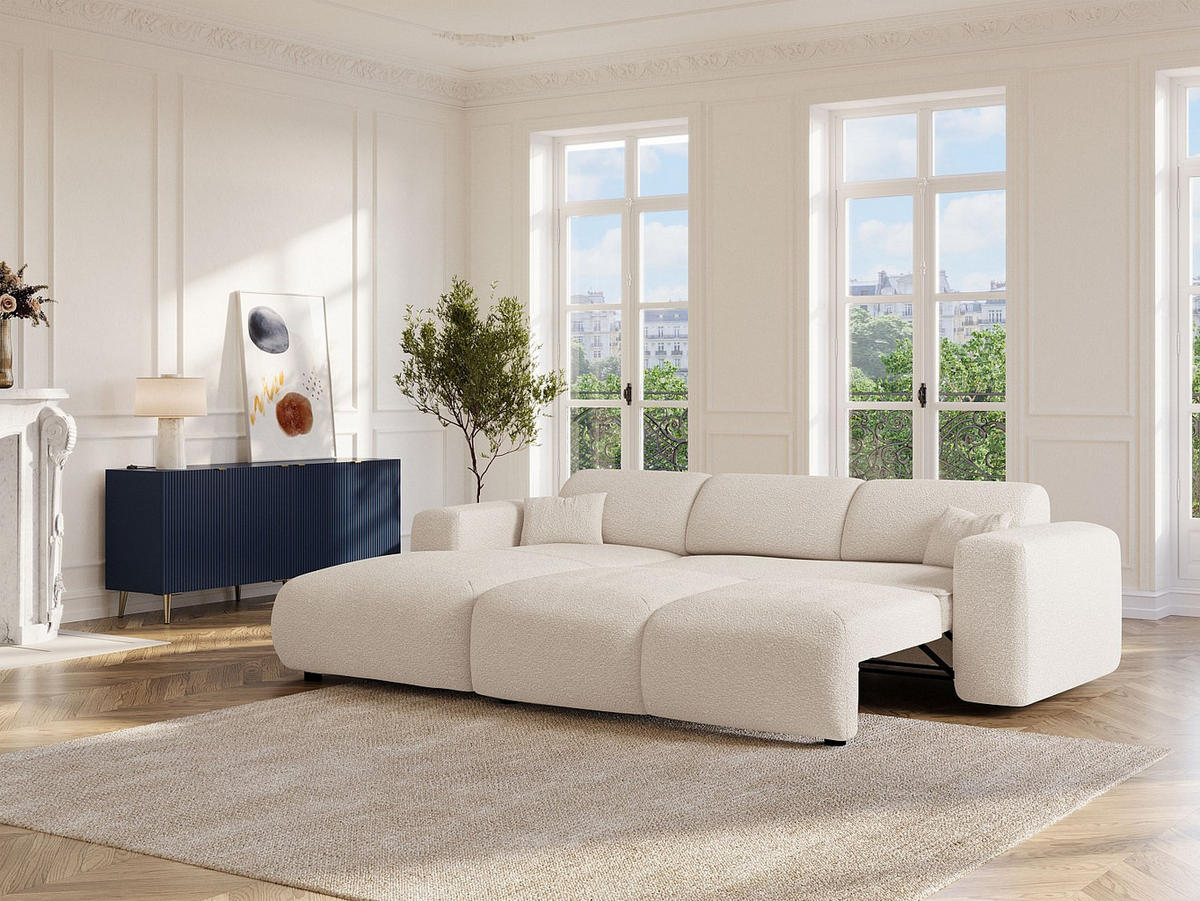 SCHLAFSOFA - 5 Personen - stoff - weiß Pogni - Weiß, Textil (283/77/180cm) - Vente-Unique