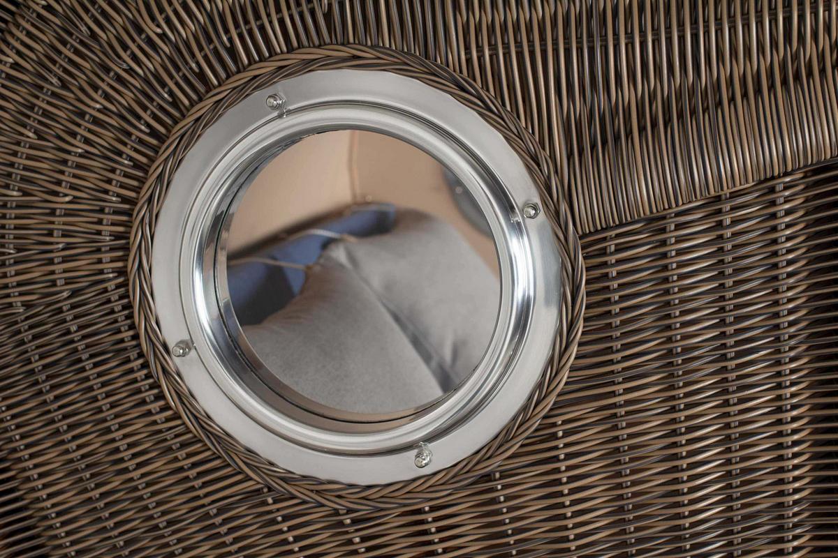 STRANDKORB 2-Sitzer Düne Mahagoni - Blau/Braun, Holz/Metall (125/170/80cm) - Mr. Deko