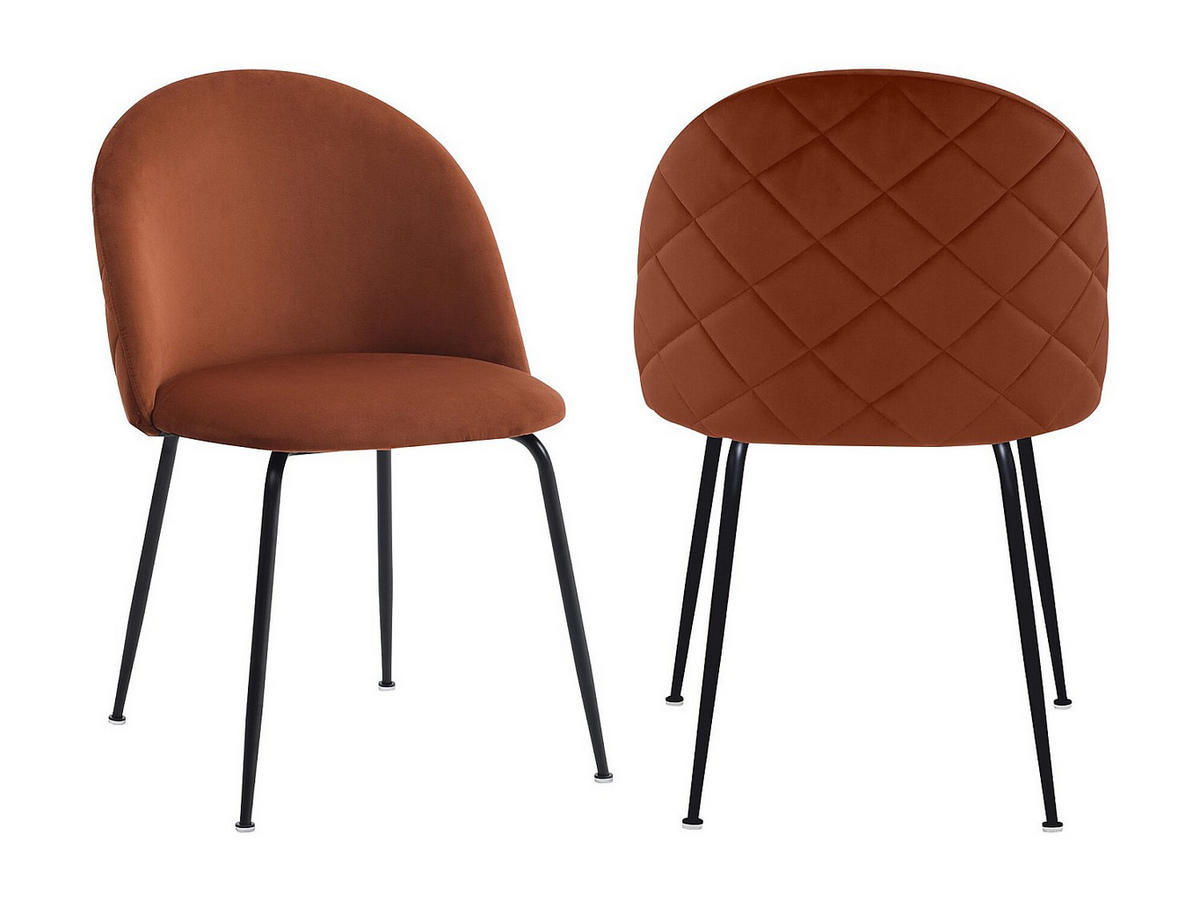 STUHL - 50cm x 55cm - Samt - terracotta - MELBOURNE - Braun, Textil (50/77/55cm) - Vente-Unique