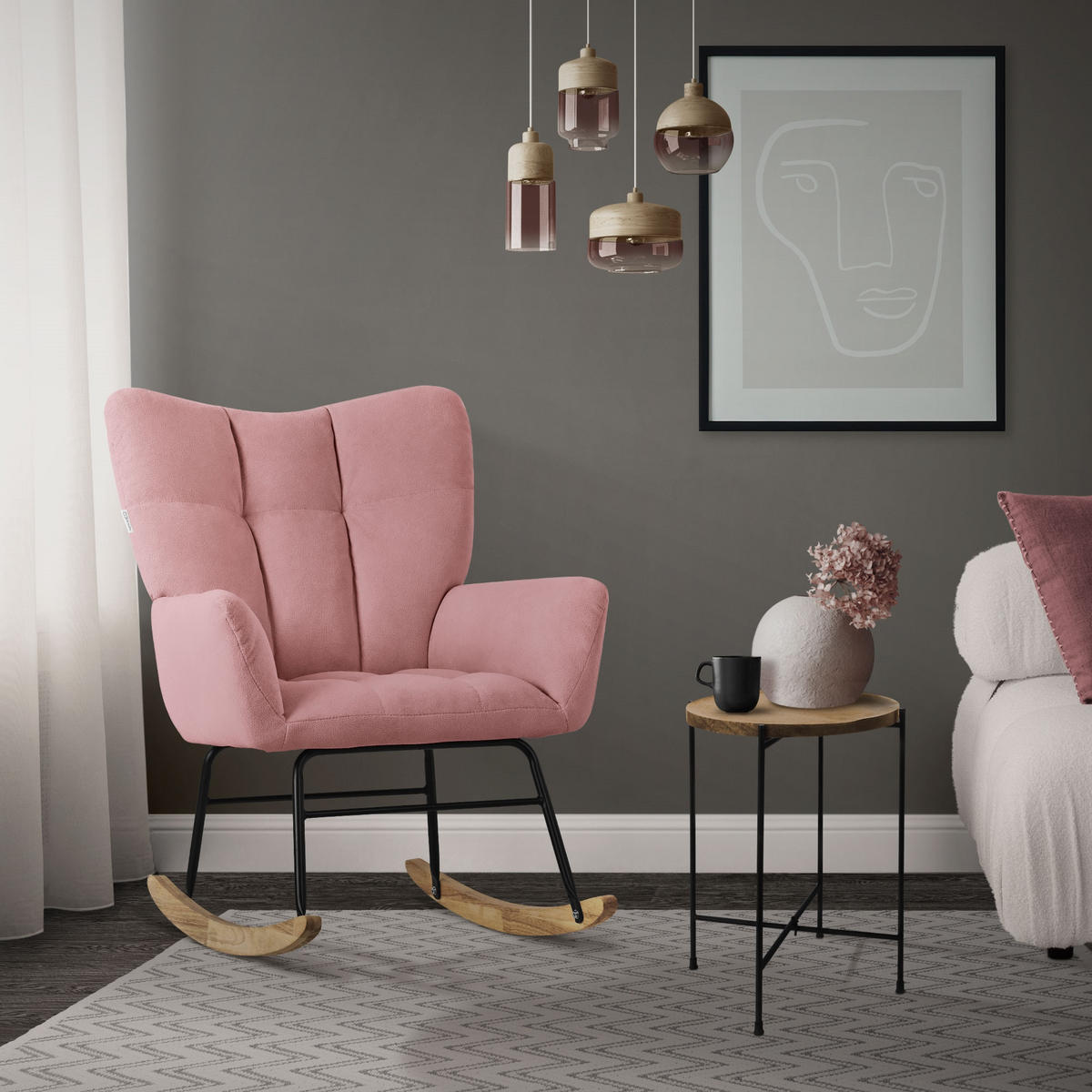 SCHAUKELSESSEL - Pink, Metall (88/95/69cm) - ML-DESIGN