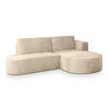 ECKSOFA CORTIO M R-S Creme Velours-Stoff mit Schlaffunktion - Creme, Holz (265/174cm) - MASSENO