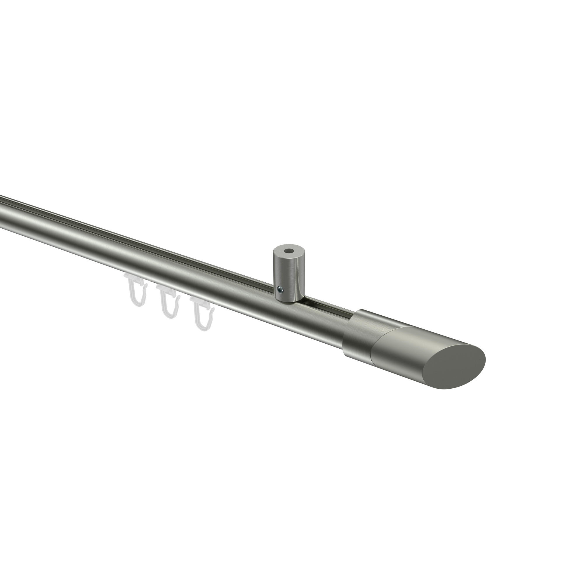 GARDINENSTANGE INNENLAUF Sonius Verano 160 cm, 1-läufig, 20 mm Ø Edelstahl-Optik - Edelstahlfarben/Silberfarben, Metall (160cm) - INTERDECO