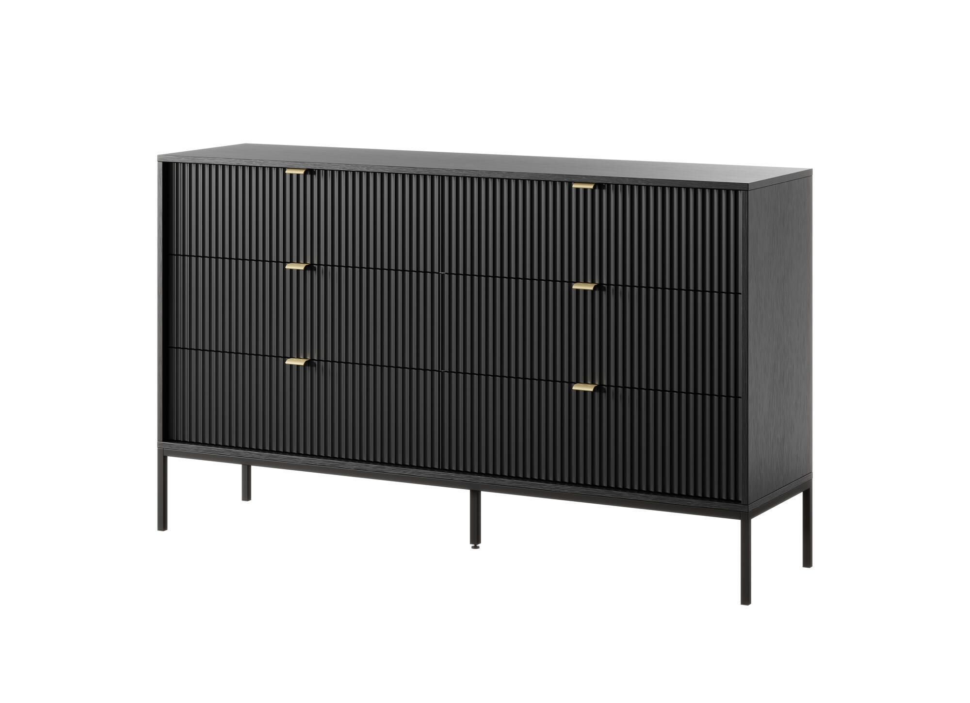 KOMMODE AVON Schwarz 154x39x91 cm - Schwarz, Holzwerkstoff (154/91/39cm) - FURNLUX