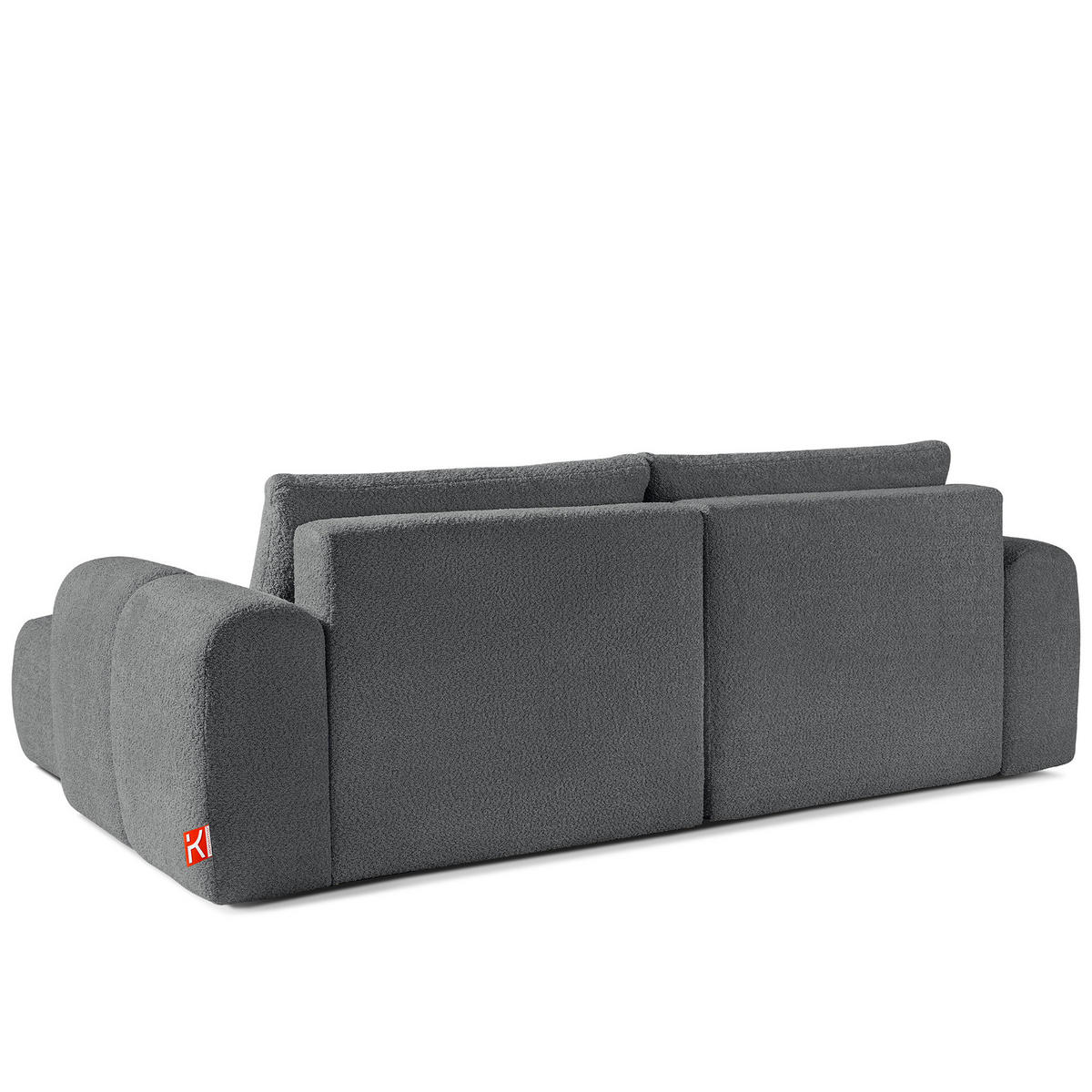 ECKSOFA LINKS RAVIA, Bouclé, Dunkelgrau - Dunkelgrau, Holz/Textil (256/104cm) - KONSIMO®