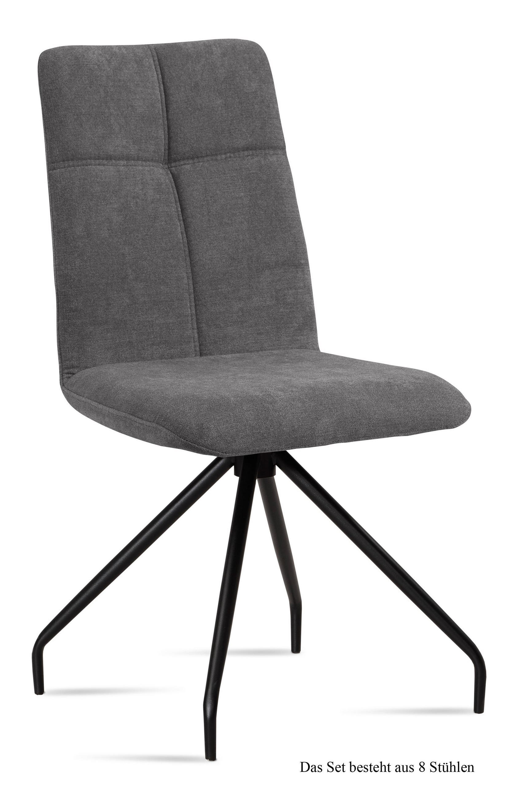 ESSZIMMERSTUHL (8er-Set) Detava 47x92x60 Schwarz/Grau - Schwarz/Grau, Kunststoff (60/92/47cm) - 58aufmkessel