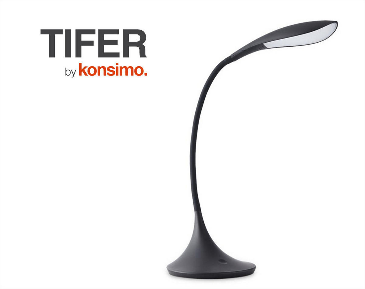 TISCHLAMPE TIFER, Schwarz - Schwarz, Kunststoff (22/17/37.5cm) - KONSIMO®