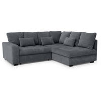 ECKSCHLAFSOFA Ramo mit Bettkasten, Topper gratis, Dunkelgrau, rechts - Dunkelgrau/Schwarz, Textil (229/190cm) - Beautysofa