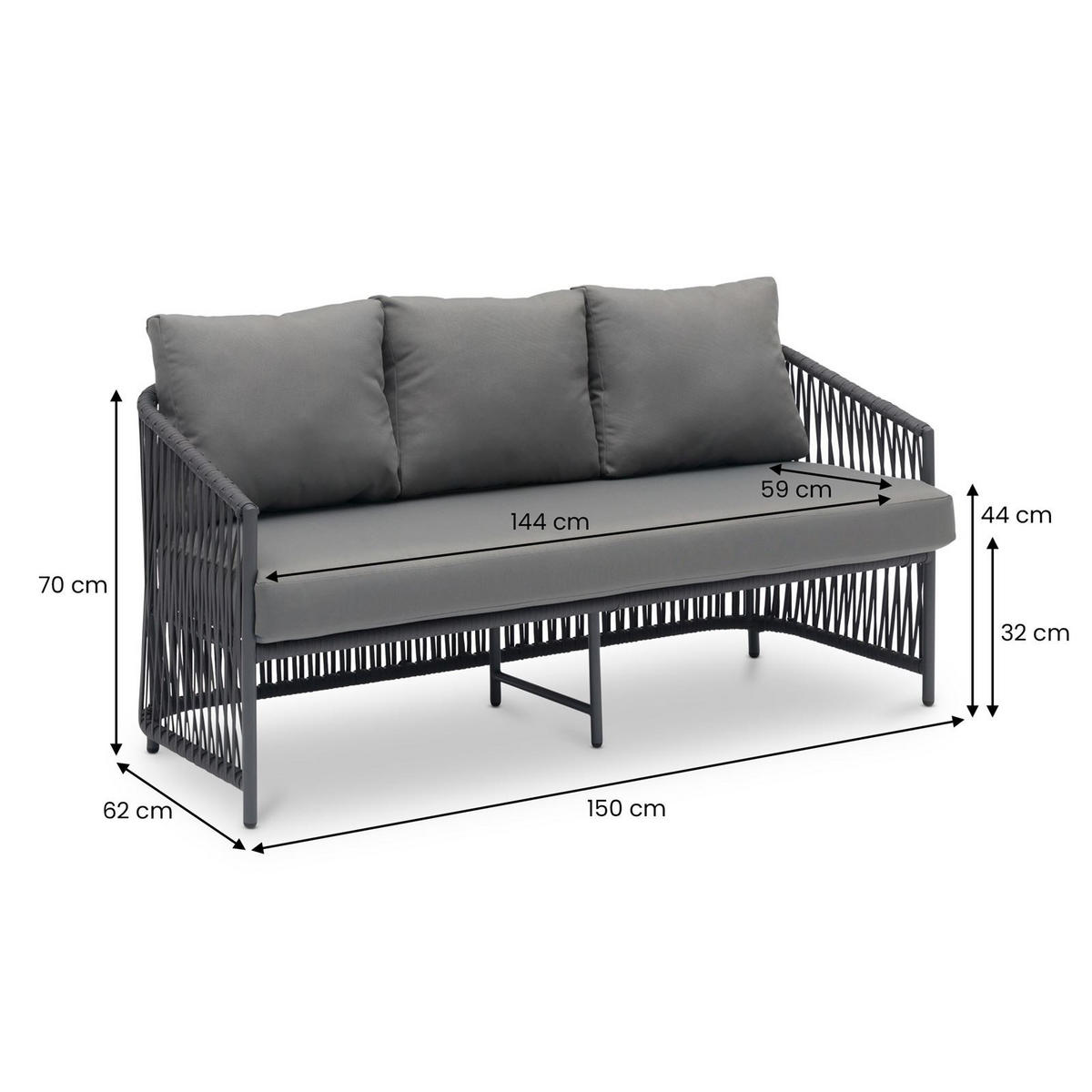 GARTENLOUNGE KULO 4er Set grau - Grau, Textil - IDIMEX