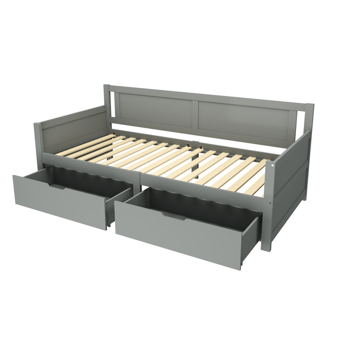 KINDERBETT 90/200 cm als Schlafsofa mit 2 Schubladen und rahmen, Grau - Grau, Holzwerkstoff (90/200cm) - Redom