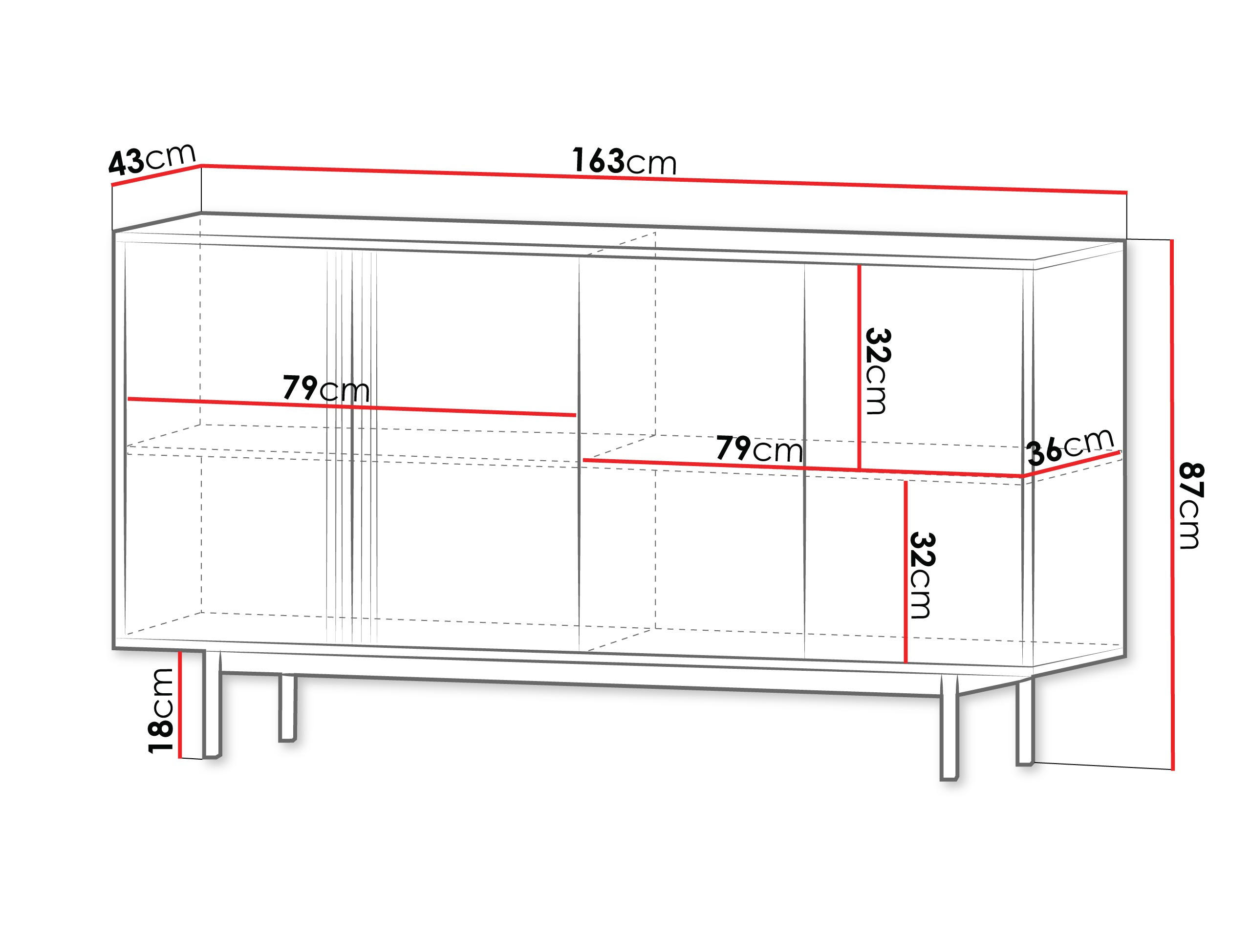 KOMMODE Alsy 4D AL06 - Anthrazit/Grün, Holzwerkstoff/Kunststoff (163/87/43cm) - MIRJAN24