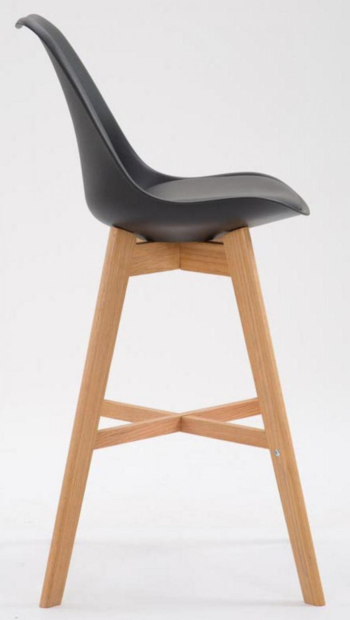 BARHOCKER 2er Set Kunststoff schwarz - Eukalyptusholzfarben/Schwarz, Holz/Kunststoff (48/112/56cm) - CLP