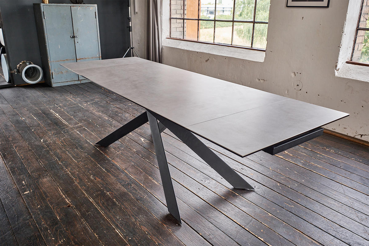 ESSTISCH NOLDOR Grau Glas - Schwarz/Grau, Glas/Metall (180/90/76cm) - KAWOLA