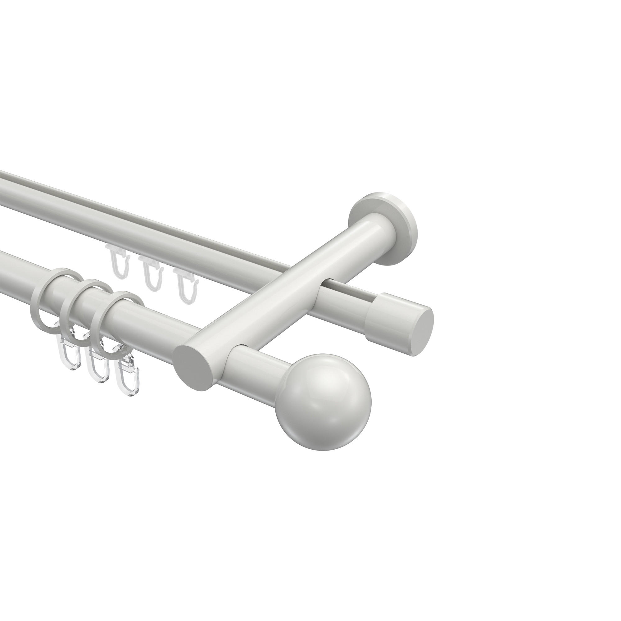 RUNDROHR-INNENLAUF-GARDINENSTANGEN-SET Platon Luino 160 cm, 2-läufig, 20 mm Ø Weiß - Weiß, Metall (160cm) - INTERDECO
