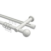 RUNDROHR-INNENLAUF-GARDINENSTANGEN-SET Platon Luino 200 cm, 2-läufig, 20 mm Ø Weiß - Weiß, Metall (200cm) - INTERDECO