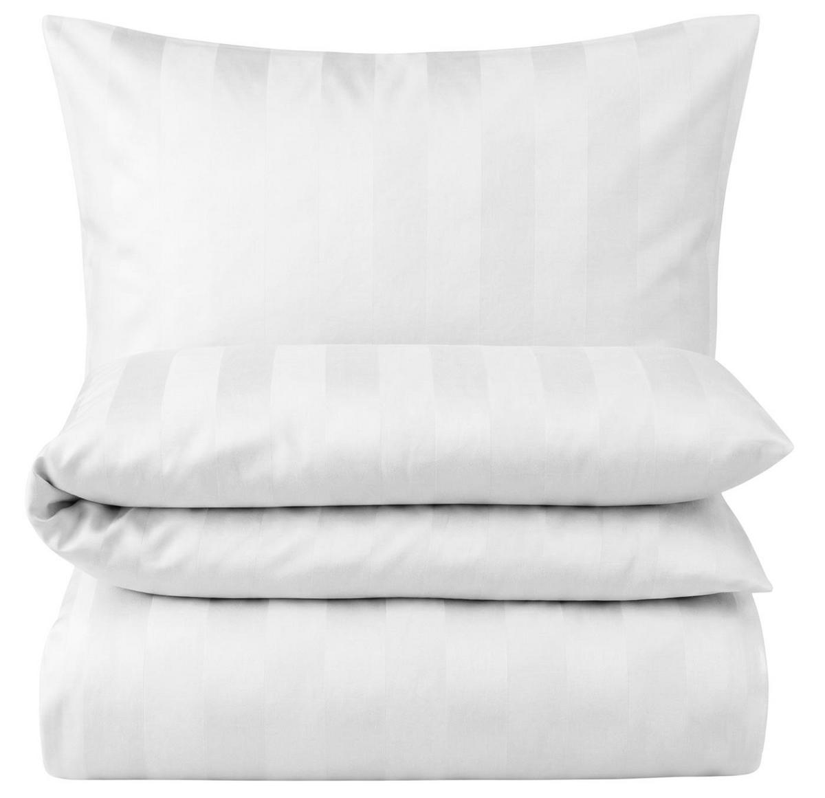 DAMAST-BETTWÄSCHE 135x200 Weiß gestreift Bettbezug aus 100% Baumwolle - Made in Germany - Weiß, Textil (135/200cm) - Carpe Sonno