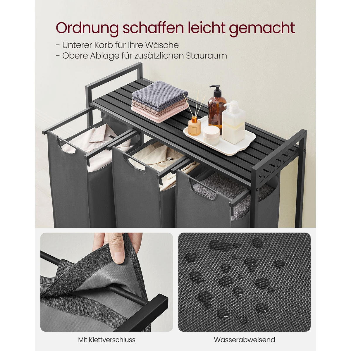 WÄSCHEKORB KUWAIT CITY - Grau, Metall (33/72/92.5cm) - Hansiro