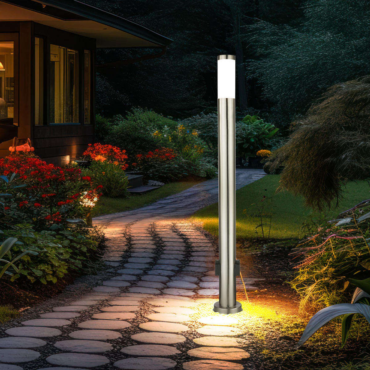 LED STEHLEUCHTE Silber opal - Silberfarben, Metall (13.1/13.1/110cm) - Globo Lighting