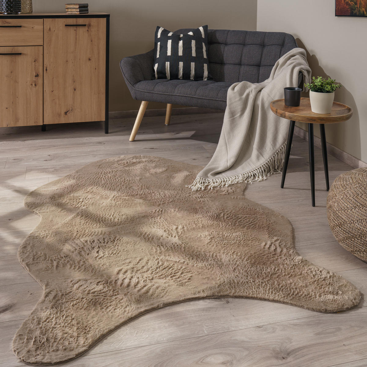 KURZFLORTEPPICH 60/90 cm Pelt 640 - Beige, Textil (60/90cm) - Paco Home