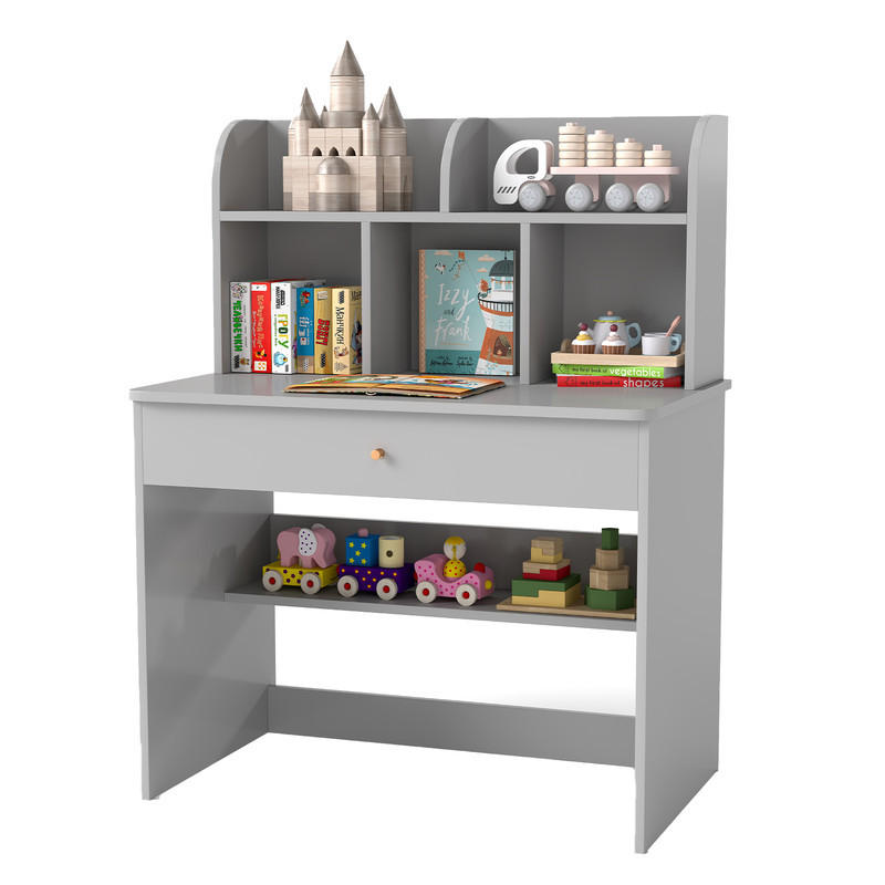 KINDERSCHREIBTISCH aus Holz grau - Grau, Holzwerkstoff (80/102/48cm) - COSTWAY