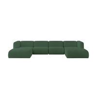 WOHNLANDSCHAFT MIRA-U2 408x179x70 Grün Cord - Salbeigrün/Schwarz, Holzwerkstoff/Kunststoff (408/70/179cm) - ALTDECOR