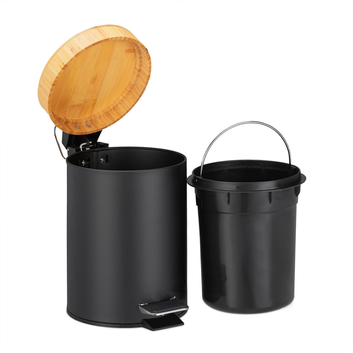 KOSMETIKEIMER - Schwarz, Holz/Kunststoff (17/24.5/23cm) - Relaxdays