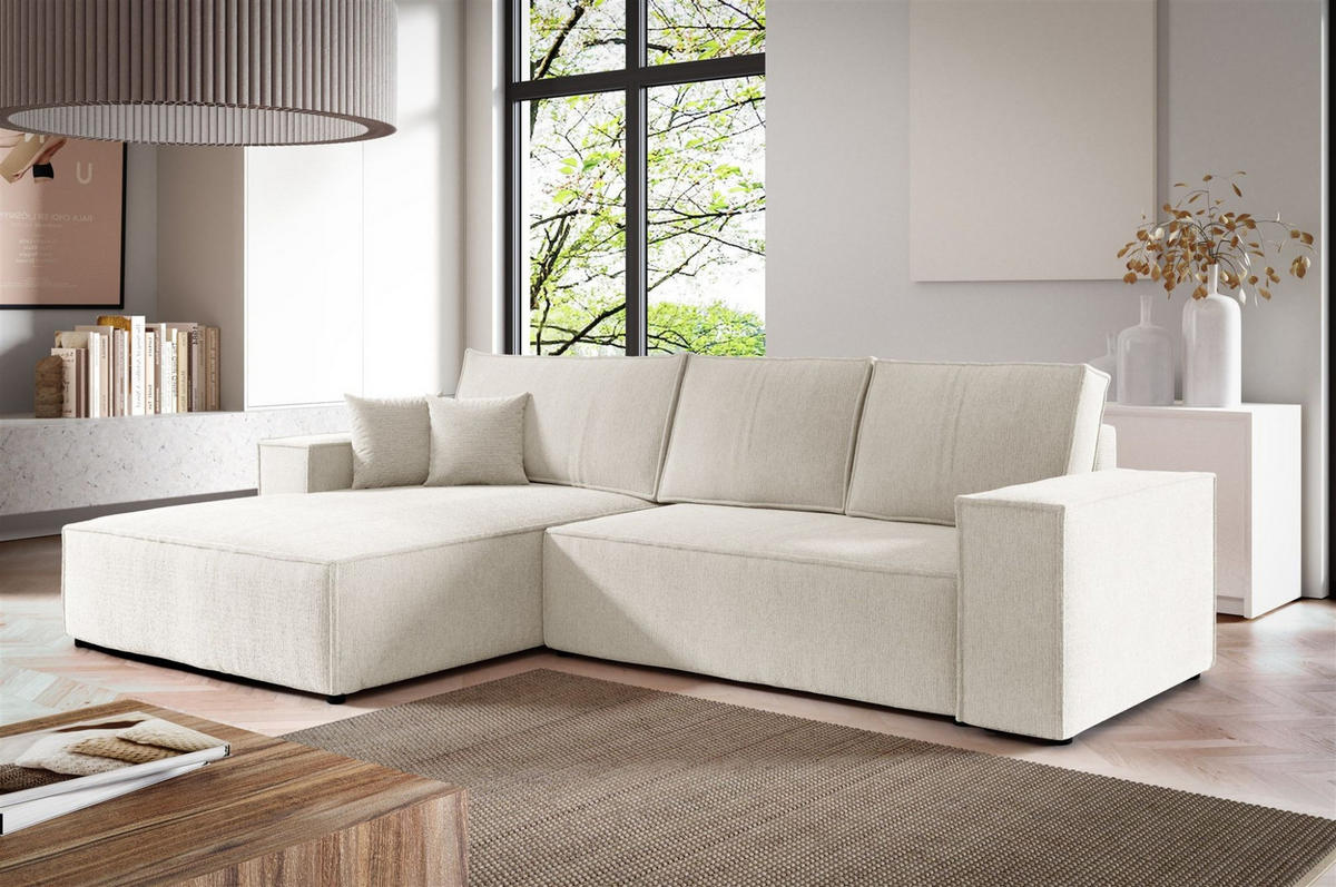 ECKSOFA Corunia In Aragon - Weiß, Holzwerkstoff/Textil (294/185cm) - Fun Möbel