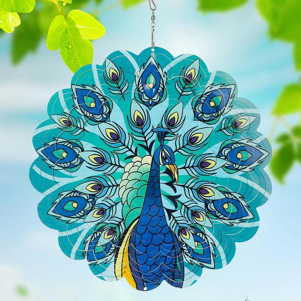 WINDSPIEL Pfau 30 cm Edelstahl 3D-Effekt - Multicolor, Metall (30/30/1cm)