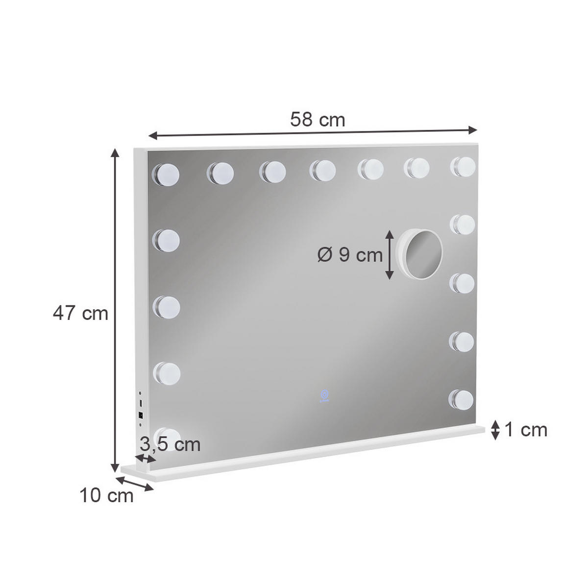 ZRCADLO NA TOALETNÍM STOLKU Greta Bílá - bílá, sklo (58/47/10cm) - Vicco