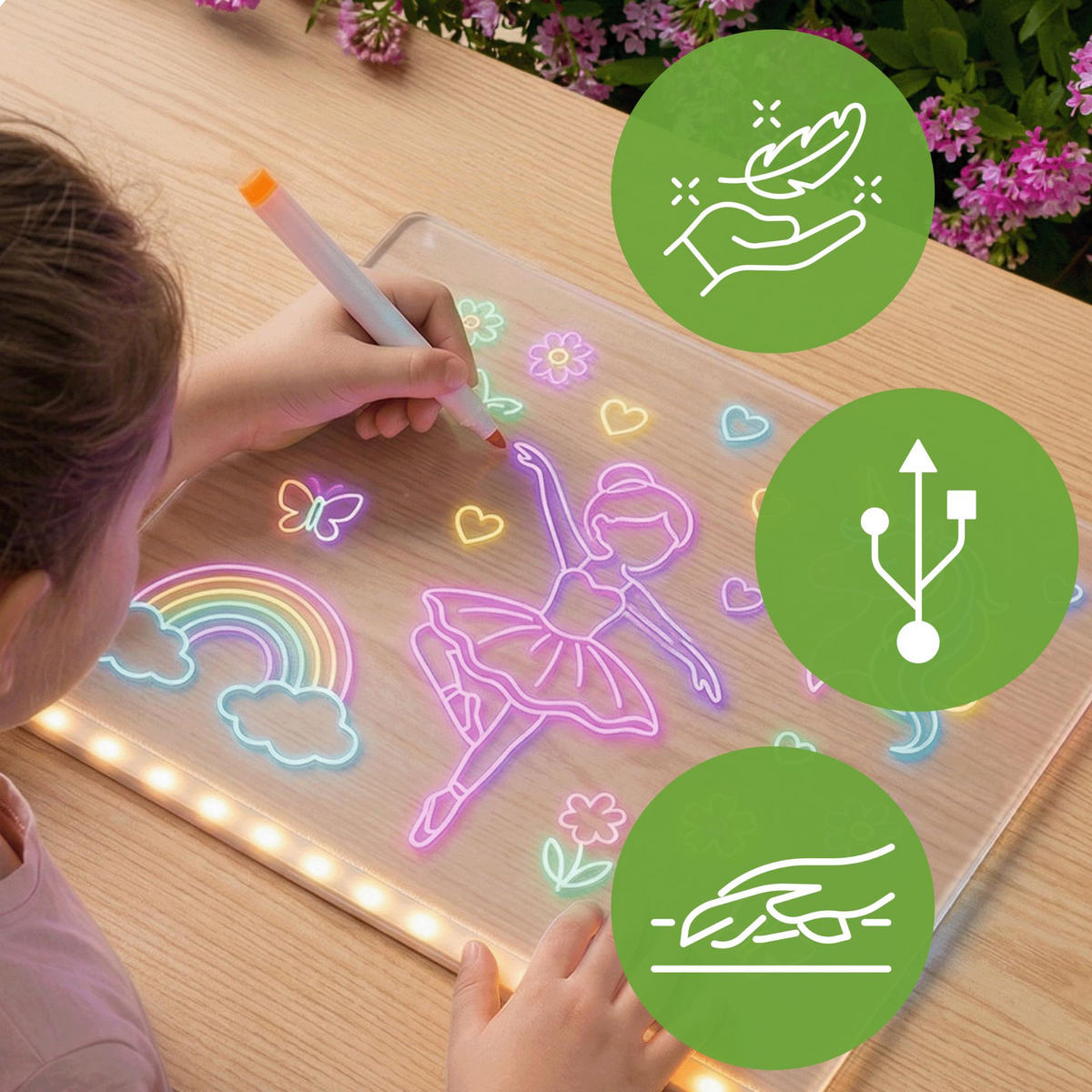 NOTIZTAFEL LED mit Farben - Transparent, Kunststoff (20/20/30cm) - KRUMAD