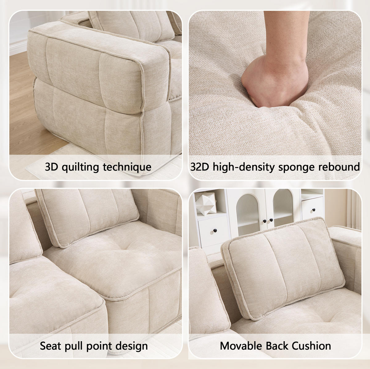 ECKSOFA 344/162/67 cm in Beige aus Polyester mit breiten Armlehnen - Beige, Kunststoff (162/344cm) - Flora Grace