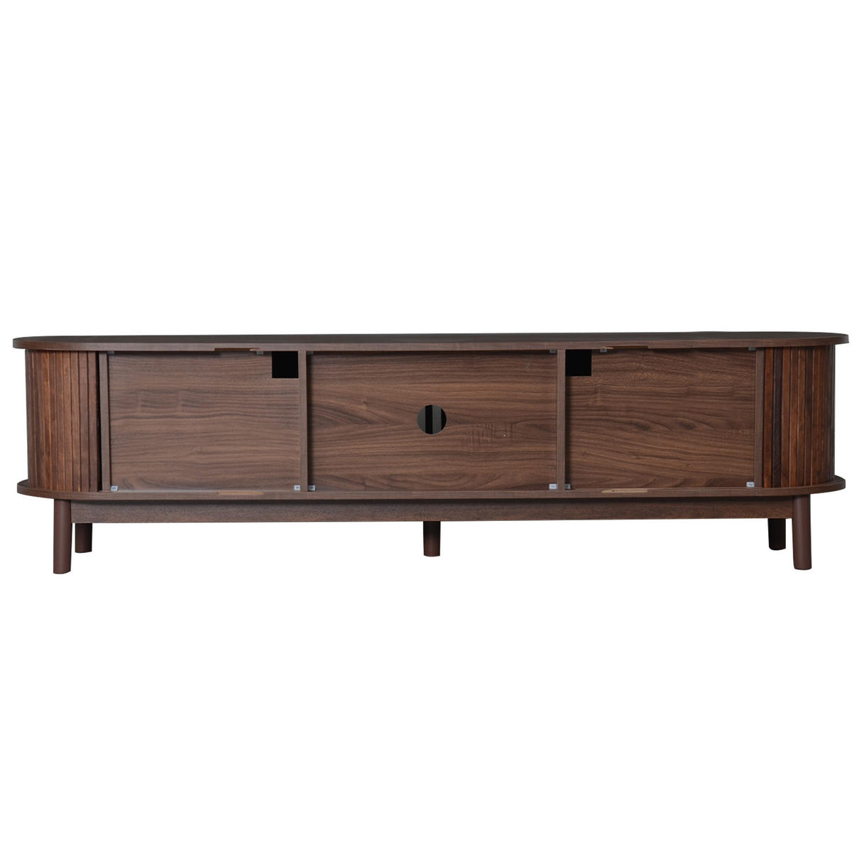TV-LOWBOARD aus MDF 165x39,5x46 cm Braun mit Schiebetüren, Klapptür und 3 Staufächern - Braun, Holzwerkstoff (165/46/39.5cm) - Modfu