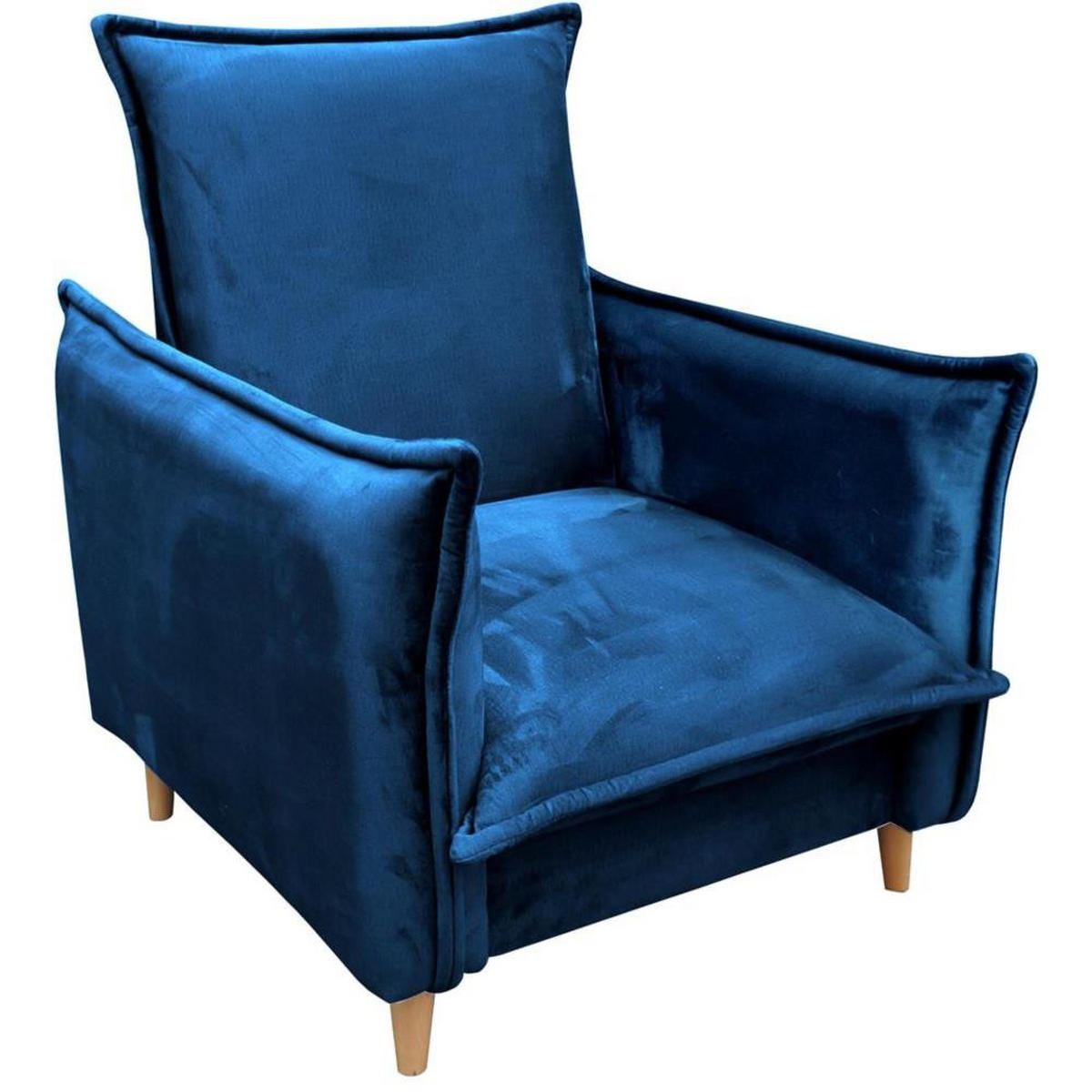 RELAXSESSEL Pillow dunkelblau mit Buchenbeinen - Buchefarben/Dunkelblau, Textil (84/95/88cm) - Beautysofa