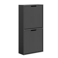 SCHUHSCHRANK mit 2 Türen Schwarz 50x19x100cm Modern - Schwarz, Holzwerkstoff (19/100/50cm) - SoBuy