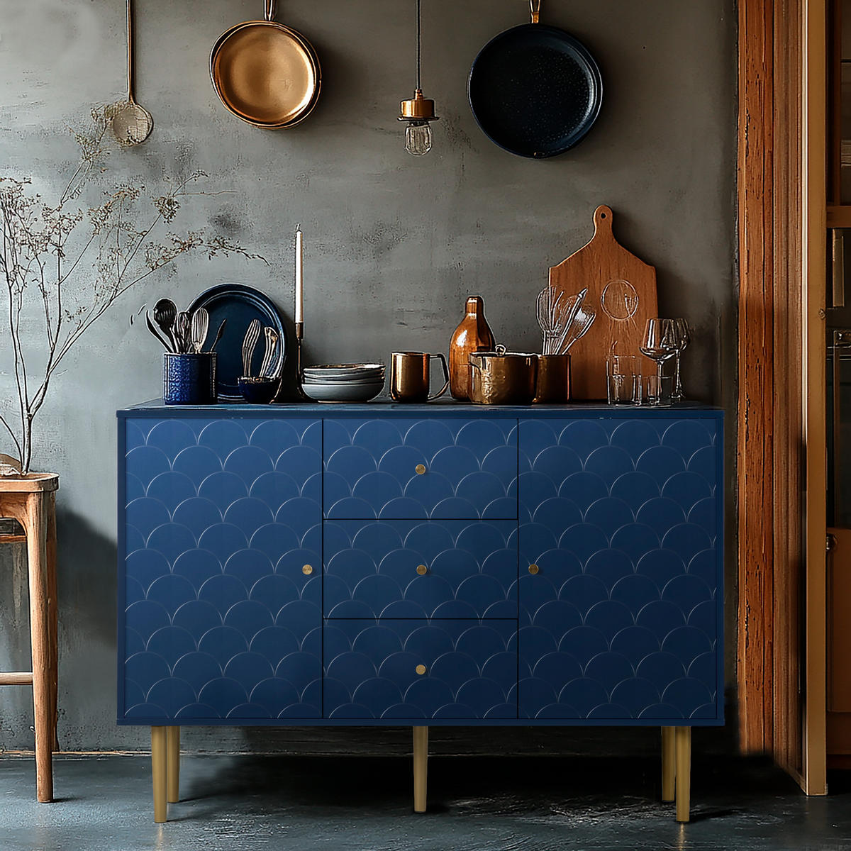 SIDEBOARD Blau 82/40/120 cm - Blau, Holzwerkstoff (40/120/82cm) - Urban Meuble