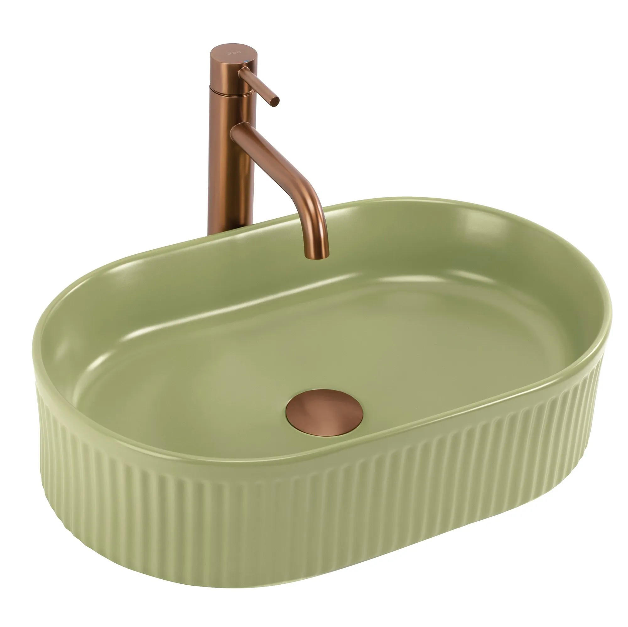 AUFSATZWASCHBECKEN Rea Vanda Pistachio Matt - Grün, Keramik (31/13/49cm) - REA