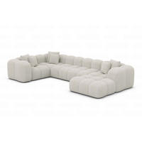 WOHNLANDSCHAFT Cloud Pearl Boucléstoff - Perlmutt, Kunststoff (314/72/184cm)