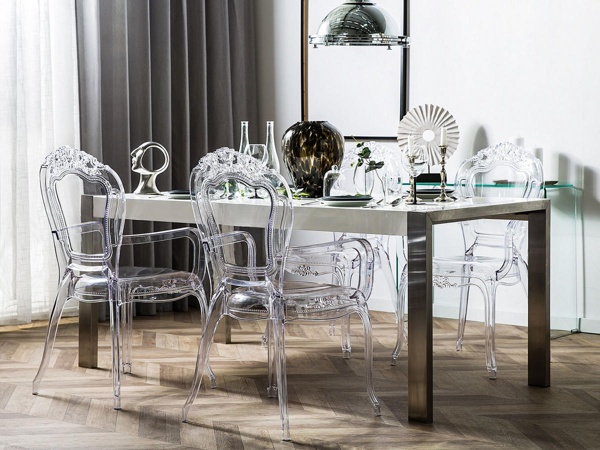 ESSZIMMERSTUHL 2er-Set Kunststoff Transparent Vermont - Transparent, Kunststoff (52/98/53cm) - Beliani