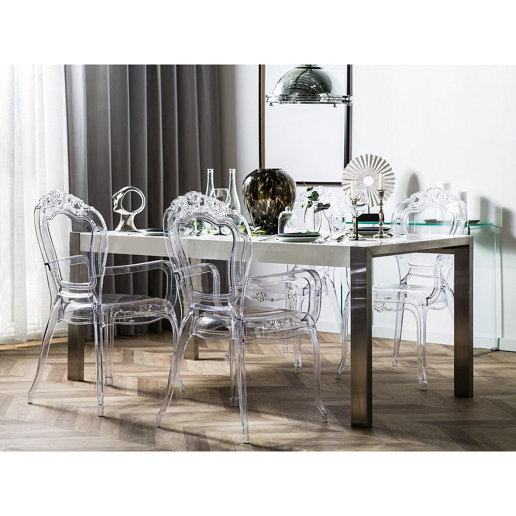 Thumbnail - Beliani Esszimmerstuhl, Transparent, Kunststoff, 1-Sitzer, 52x98x53 cm, Esszimmer, Stühle, Esszimmerstühle, Armlehnenstü...