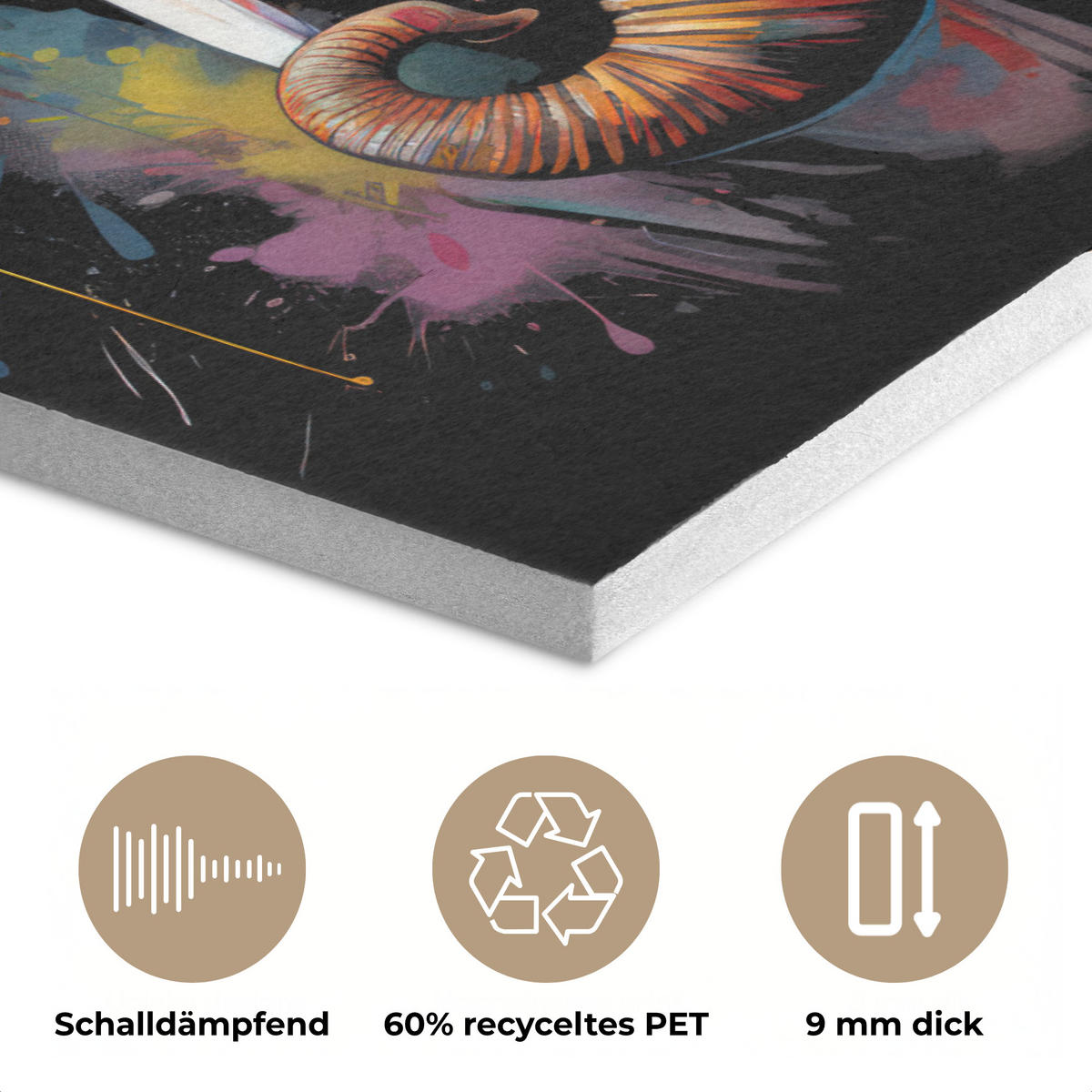 AKUSTIKBILD Elefant - Graffiti - Schwarz - Tiere - Farben Wanddeko 60x90 cm - Schwarz, Kunststoff (60/90/0.9cm) - MuchoWow