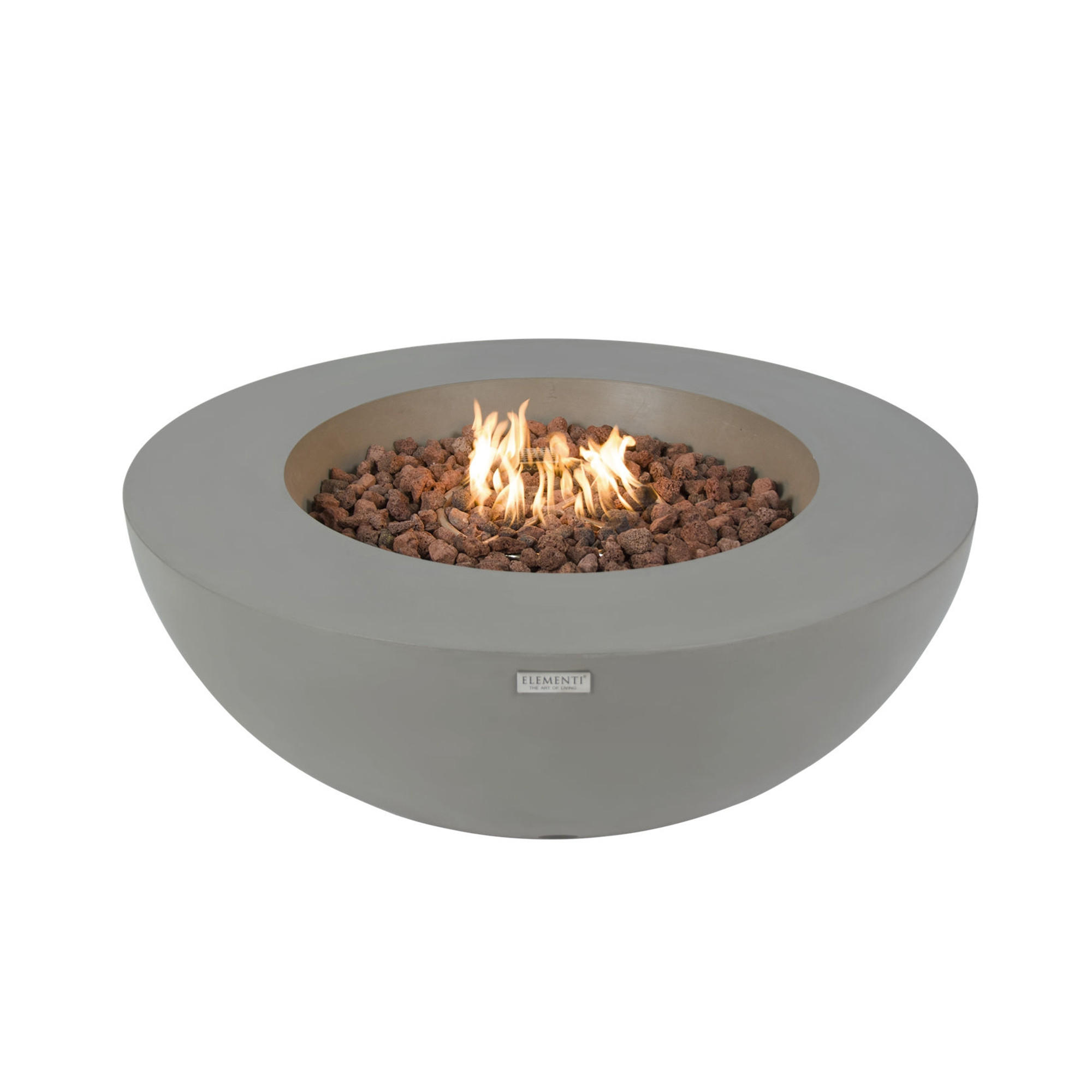 FEUERTISCH LUNAR BOWL Gasfeuerstelle aus GF-Beton 107/107/ 40cm - Hellgrau, Naturmaterialien (107/40/107cm) - Elementi