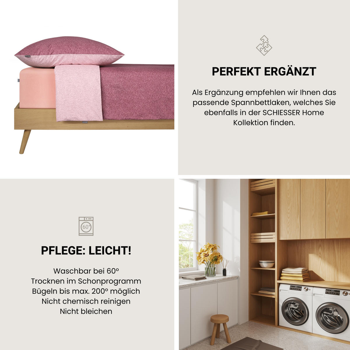 SPANNBETTLAKEN Jessi - Edeljersey - 180 x 200 cm - Rosa - Rosa, Textil (180/200cm) - SCHIESSER