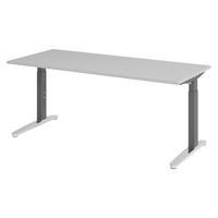 SCHREIBTISCH Serie-XB 80/180/74 cm in Grau/Graphitfarben/Alu poliert - Graphitfarben/Grau, Holzwerkstoff (80/180/74cm) - bümö