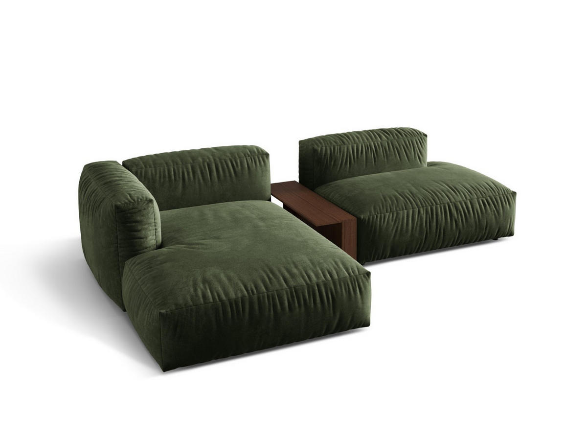 ECKSOFA modular links Martina aus Samt grün 2 Sitzplätze - Grün, Textil (176/285cm) - Micadoni