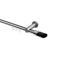 INNENLAUF-GARDINENSTANGEN-SET Platon Verano 420 cm (geteilt in 3 x 140 cm), 1-läufig, 20 mm Ø Chrom - Chromfarben/Schwarz, Metall (420cm) - INTERDECO
