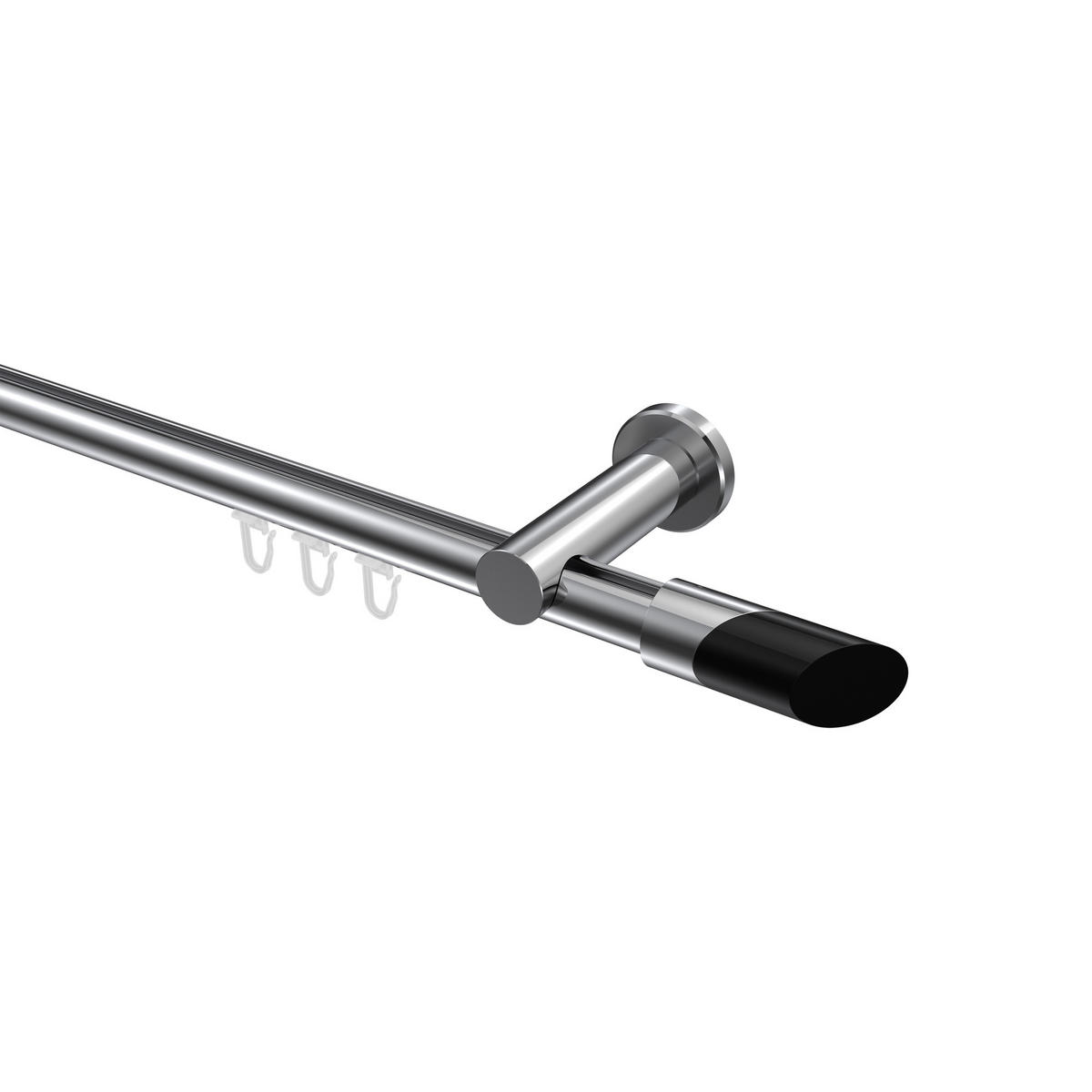 INNENLAUF-GARDINENSTANGEN-SET Platon Verano 420 cm (geteilt in 3 x 140 cm), 1-läufig, 20 mm Ø Chrom - Chromfarben/Schwarz, Metall (420cm) - INTERDECO