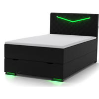BOXBETT Dacota schwarz 120/200 cm LED Kunstleder - Schwarz, Textil (120/200cm) - wonello