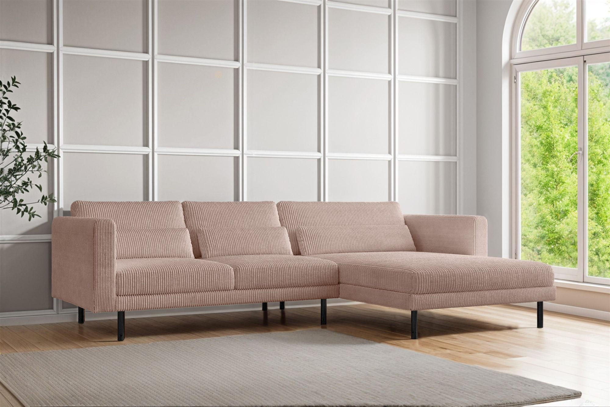 ECKSOFA Agada In Poso - Rosa, Holzwerkstoff/Textil (281/174cm) - Fun Möbel