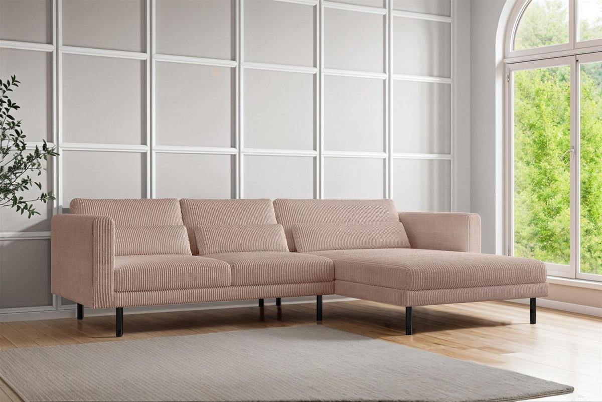 ECKSOFA Agada In Poso - Rosa, Holzwerkstoff/Textil (281/174cm) - Fun Möbel