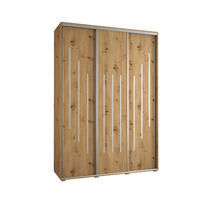 SCHWEBETÜRENSCHRANK 235,2/180/45 3-türig - Silberfarben/Eiche Artisan, Holz/Metall (180/235/45cm) - Abiks Möbel