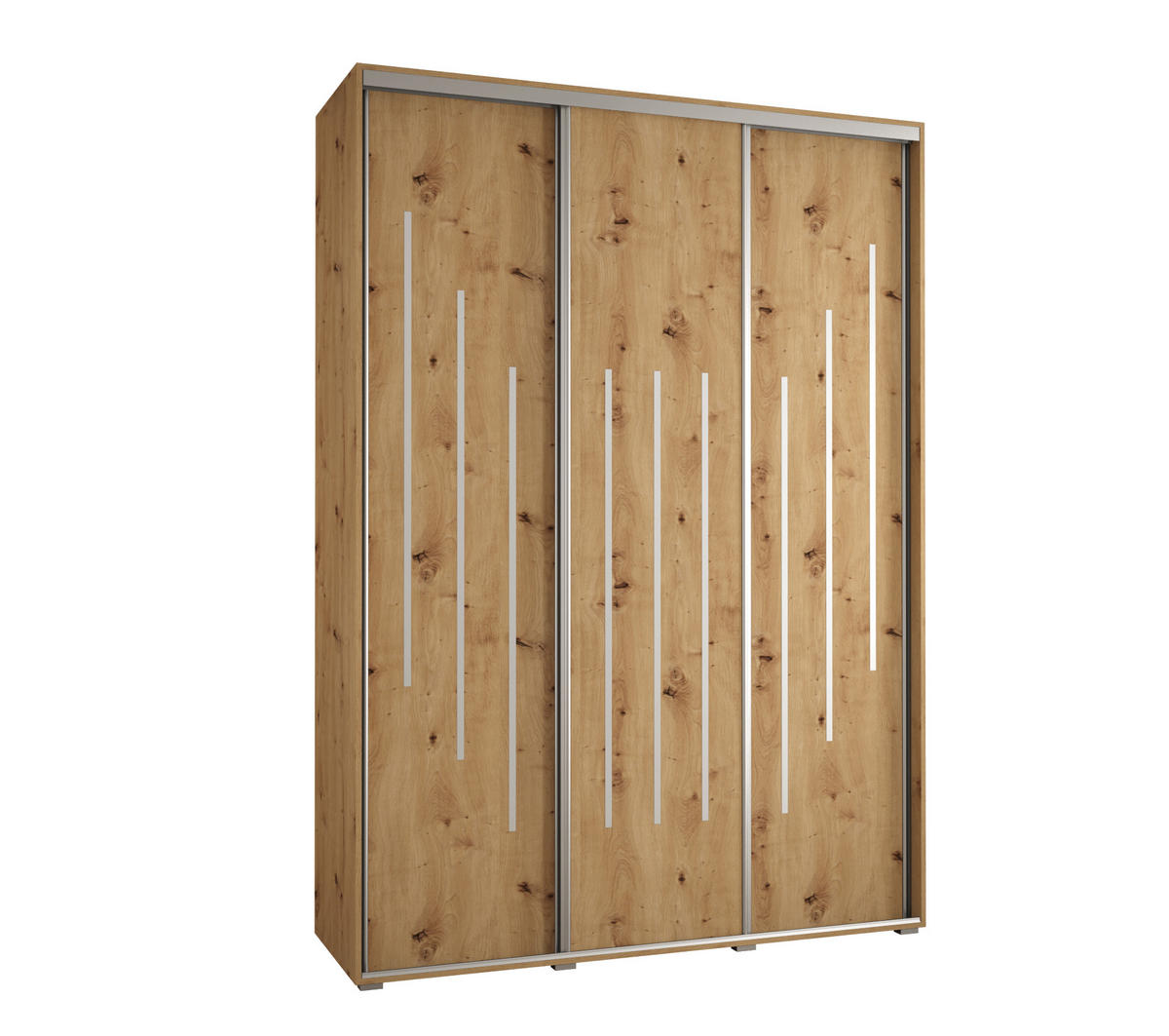 SCHWEBETÜRENSCHRANK 235,2/180/45 3-türig - Silberfarben/Eiche Artisan, Holz/Metall (180/235/45cm) - Abiks Möbel